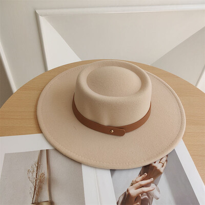 Toamnă Iarnă Pălărie Plată pentru Boater pentru Femei Pălărie Fedora cu boruri largi Căciulă de jazz Căciulă clasică pentru jucător de meche Pălărie pentru fete