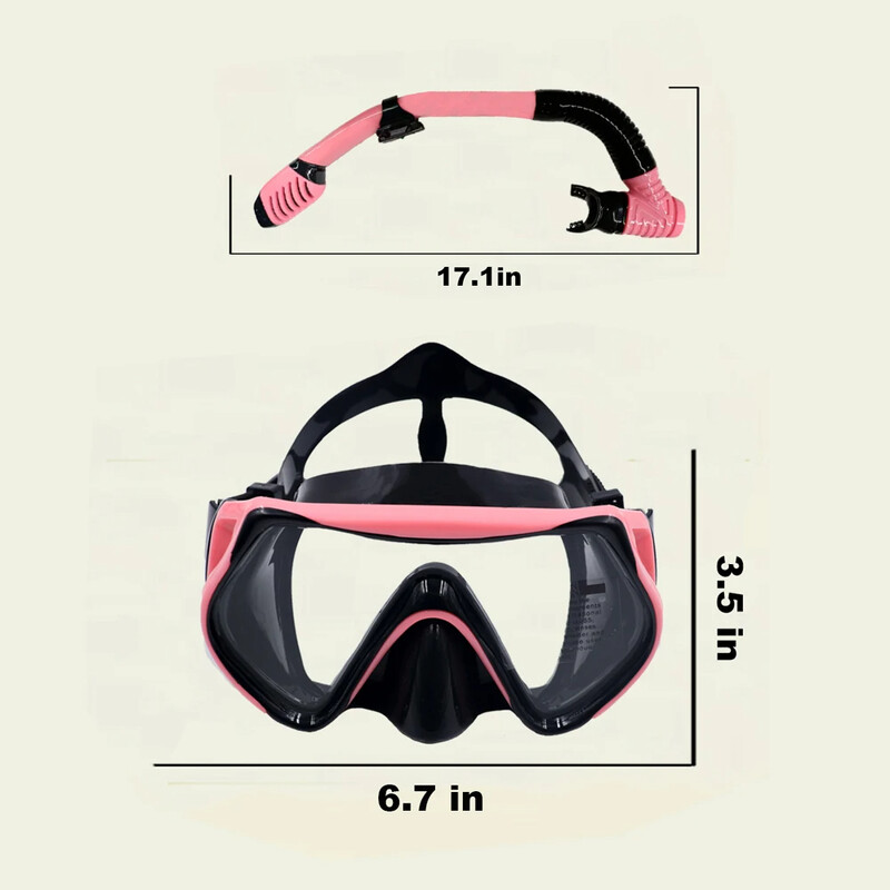 Set de mască de scufundări, snorkeling, pentru copii, mască de înot, pentru copii, scufundări libere, mască de snorkel, ochelari de înot anti-aburire, cu capac pentru nas, cadru mare