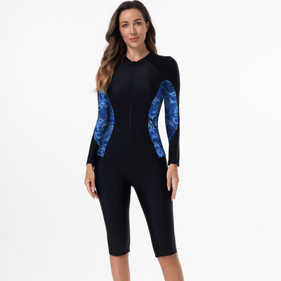 Costum de baie pentru femei, stil sport, costum de baie dintr-o bucată, cu mânecă lungă, îmbrăcăminte de plajă pentru femei, costum de baie pentru femei, costum de surf, ținute de scufundări