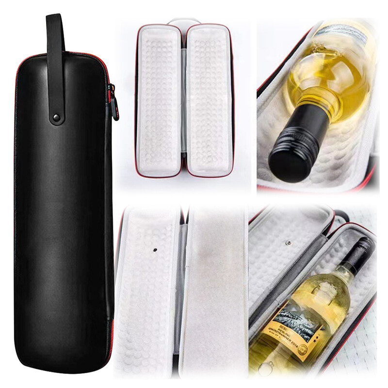 Saci de gheață răcoritoare din EVA, rezistente la șocuri, cutie cadou pentru vin roșu, izolație impermeabilă, cutie de vin cu curea de mână pentru călătorii de petrecere