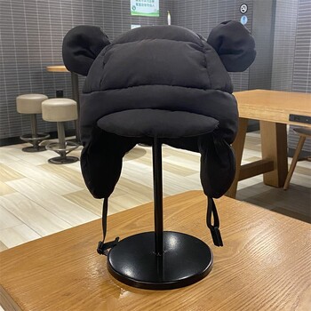 Ins New Cute Bear Ears με επένδυση καπέλα βομβαρδισμού για γυναίκες Φθινοπωρινό χειμώνα εξωτερικού χώρου Ζεστά περιστασιακά ευέλικτα ρετρό καπέλα πιλότου για άνδρες Νέα