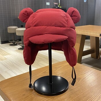 Ins New Cute Bear Ears με επένδυση καπέλα βομβαρδισμού για γυναίκες Φθινοπωρινό χειμώνα εξωτερικού χώρου Ζεστά περιστασιακά ευέλικτα ρετρό καπέλα πιλότου για άνδρες Νέα