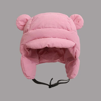 Ins New Cute Bear Ears με επένδυση καπέλα βομβαρδισμού για γυναίκες Φθινοπωρινό χειμώνα εξωτερικού χώρου Ζεστά περιστασιακά ευέλικτα ρετρό καπέλα πιλότου για άνδρες Νέα