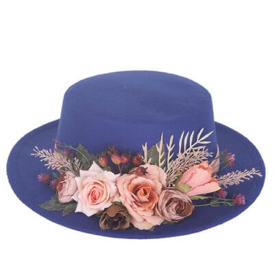 Fedora skrybėlės Moteriškos gėlėtos plokščios kepuraitės mados rudens žiema šiltos plokščios kepuraitės Britų senovinės kepurės