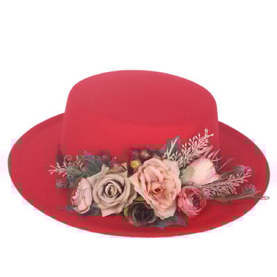 Fedora skrybėlės Moteriškos gėlėtos plokščios kepuraitės mados rudens žiema šiltos plokščios kepuraitės Britų senovinės kepurės
