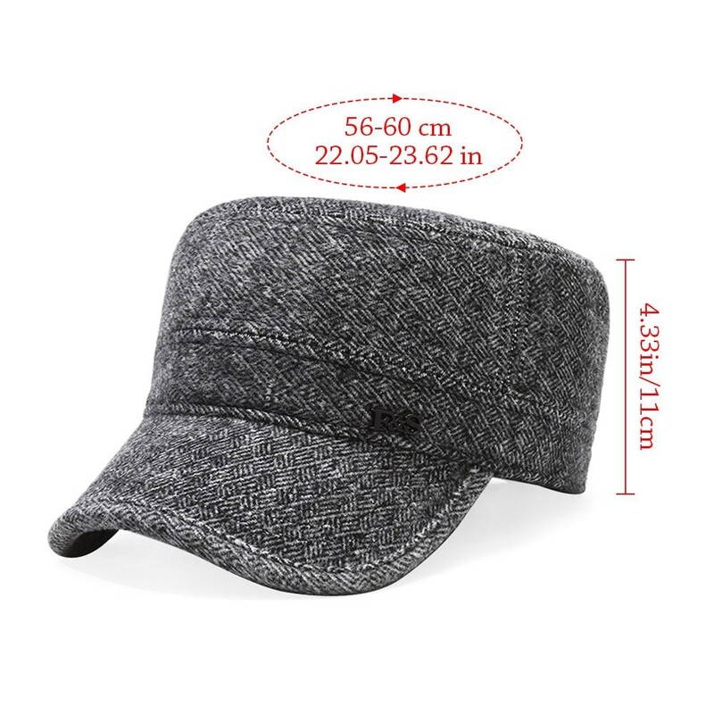 Āra ausu aizsardzības ziemas cepure, vēja necaurlaidīga silta beisbola cepure, gadījuma regulējama, regulējama vīriešu cepure