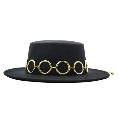 2023, nouă pălărie fedora pentru femei, cu lanț inel, sombrero de metal pentru hombre, pălării de top, sombreros de modă para mujer para el sol шляпа женская