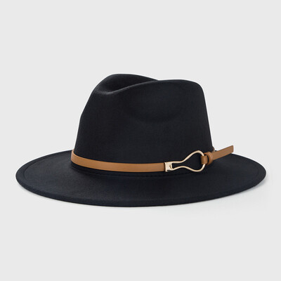 Pălărie Fedora neagră Bărbați Femei Toamnă Iarnă Pălării de top din pâslă de culoare solidă Căciulă de jazz Flattop, unisex, cu boruri largi