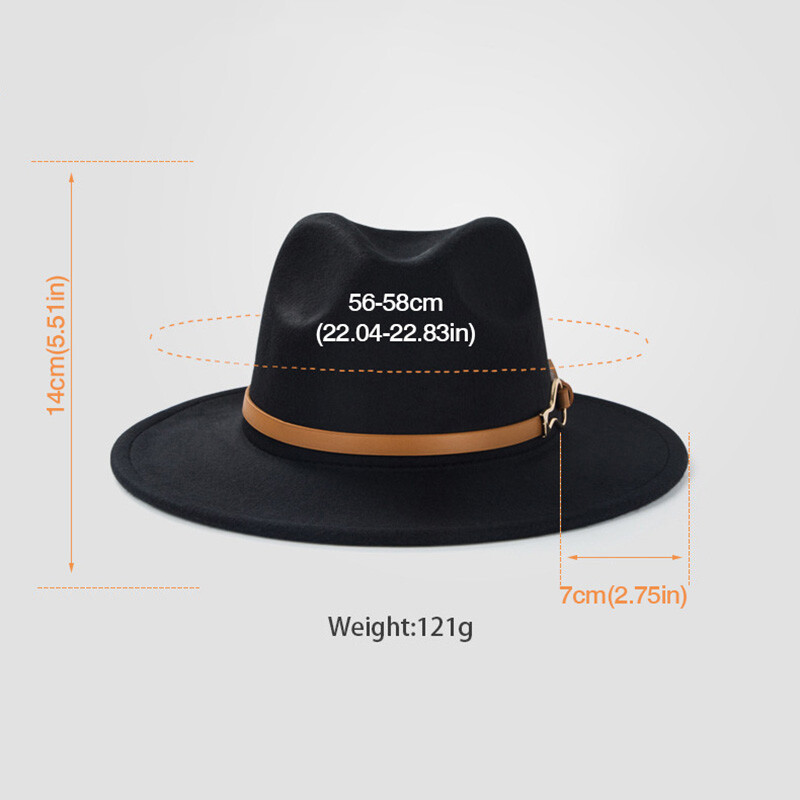 Pălărie Fedora neagră Bărbați Femei Toamnă Iarnă Pălării de top din pâslă de culoare solidă Căciulă de jazz Flattop, unisex, cu boruri largi