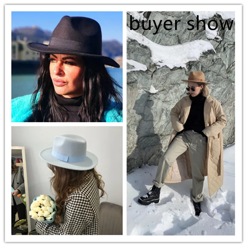 Καπέλο Fedora Γυναικεία Καπέλα Χειμερινά για Γυναικεία Κορδέλα Ανδρικό Καπέλο Φαρδύ γείσο Κλασικό μπεζ γαμήλια εκκλησία Bowler New Cap chapeau femme