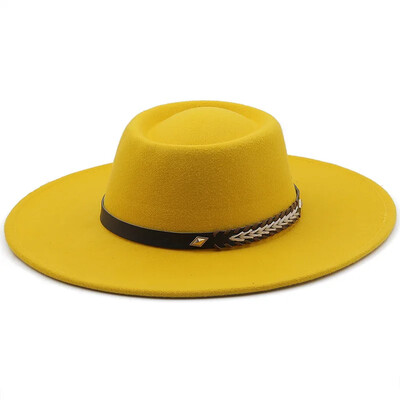 Pălării Fedoras din pâslă în stil britanic pentru femei, cu boruri largi de 9,5 cm, bărbați, șapci de jazz formale de lux, rochie de mireasă, pălărie Chapeau Femme