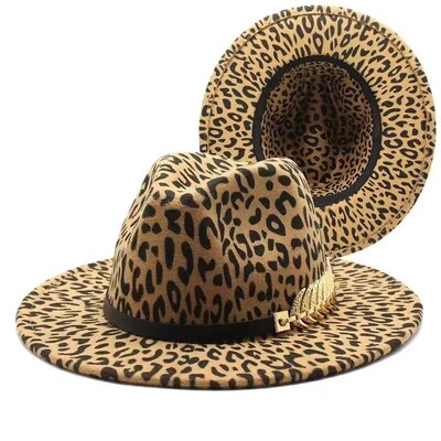 Zimske fedora šešire za žene 2024. Moda Ravnog širokog oboda Panama vuneni filc Jazz Fedora šeširi za muškarce Leopard goth šešir za vjenčanje