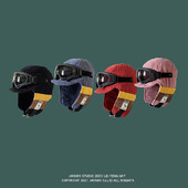 Pălărie Pilot Lei Feng Bărbat Iarnă Vintage Contrast Culoare Parbriz Căști Protecție Pălărie Mașină Pălărie de schi în aer liber rece Moda feminină