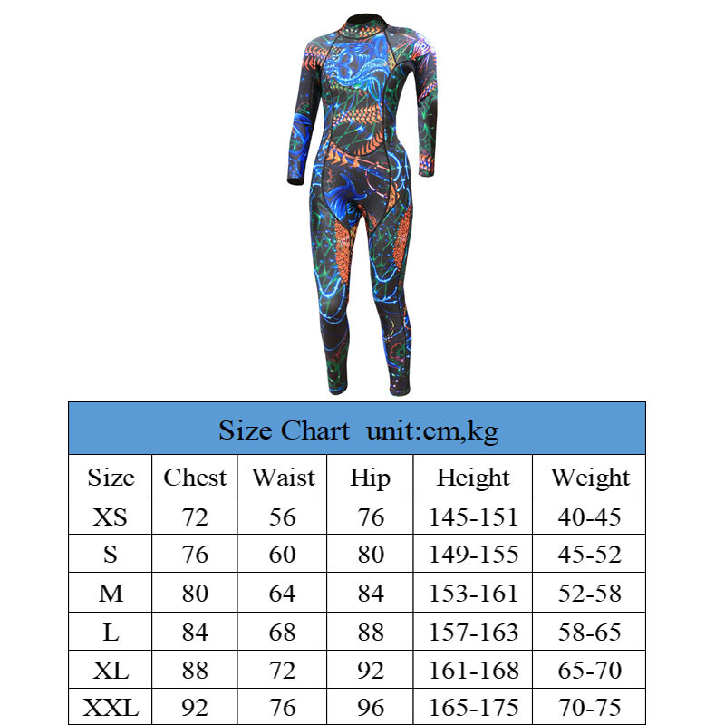 Neoprēna niršanas kostīms sievietēm ar garām piedurknēm snorkelēšanas peldkostīms mugurā ar rāvējslēdzēju saules aizsardzība, profesionāla sērfošana, modes raksts, 3 mm
