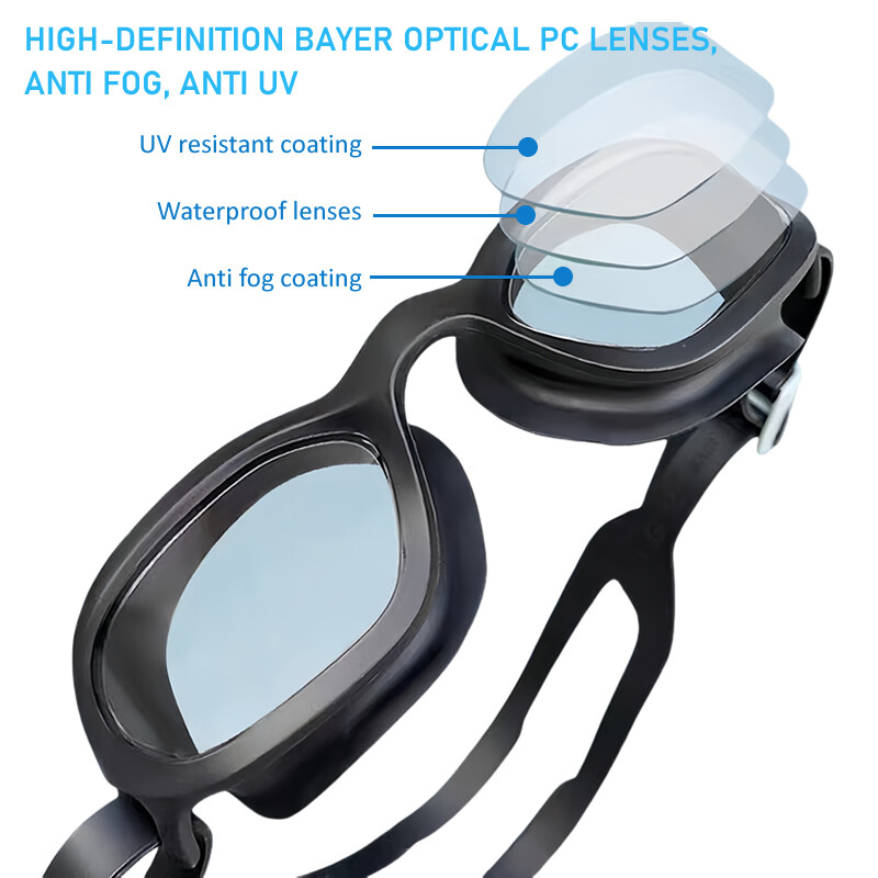 Ochelari de înot profesionali, adulți, copii, sport, ochelari de înot, lentile optice HD, impermeabile, anti-aburire, ochelari de piscină cu cadru mare