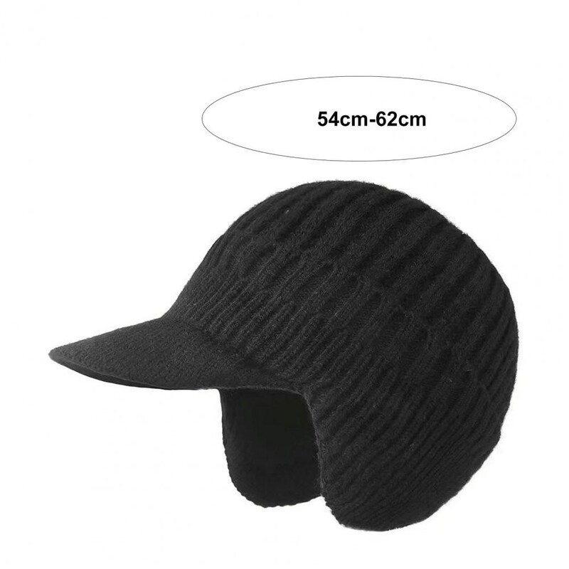 Pălărie tricotată pentru bărbați de iarnă, cu căciuli pentru urechi, rezistentă la vânt, călărie caldă pentru urechi, ciclism în aer liber, baseball, tricotată, pălărie cu vizor