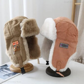 Nouă pălărie rusească de iarnă în aer liber, etichetă de modă pentru femei, pilot pentru bărbați, căptușită, rezistentă la vânt, pentru protecție pentru urechi.