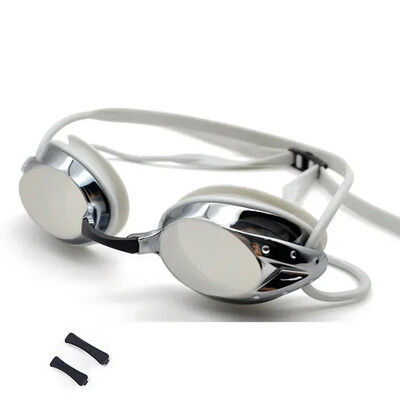 1 gab profesionālas pieaugušo peldēšanas brilles ūdensnecaurlaidīgas un pret miglas sacīkšu brilles vēsa sudraba pārklājuma peldēšanas aprīkojuma vairumtirdzniecība