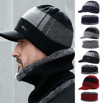 Zimske kape za muškarce Skullies Beanie šešir Zimska kapa Muškarci Žene Vuneni šal Kape Set Balaclava maska Gorras Bonnet Pletena kapa