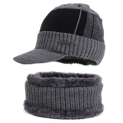 Pălării de iarnă pentru bărbați Skullies Beanie Hat Șapcă de iarnă Bărbați Femei Lână eșarfă Set șepci Balaclava Mască Gorras Bonnet Pălărie tricotată