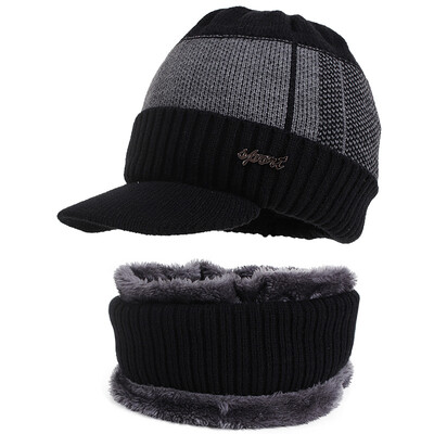 Pălării de iarnă pentru bărbați Skullies Beanie Hat Șapcă de iarnă Bărbați Femei Lână eșarfă Set șepci Balaclava Mască Gorras Bonnet Pălărie tricotată