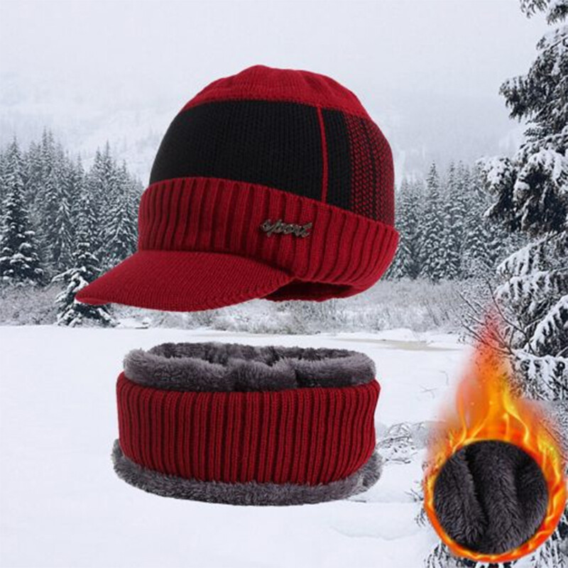 Pălării de iarnă pentru bărbați Skullies Beanie Hat Șapcă de iarnă Bărbați Femei Lână eșarfă Set șepci Balaclava Mască Gorras Bonnet Pălărie tricotată