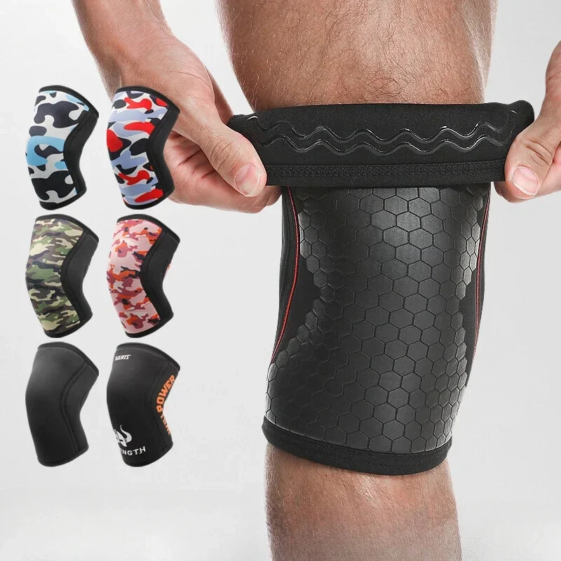 1 bucăți 7mm mâneci din neopren pentru genunchi pentru haltere, compresie, genunchi, sprijin pentru genuflexiuni, antrenament crossfit