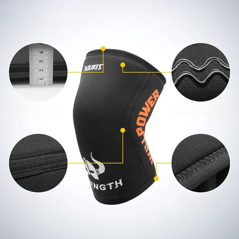 1 bucăți 7mm mâneci din neopren pentru genunchi pentru haltere, compresie, genunchi, sprijin pentru genuflexiuni, antrenament crossfit