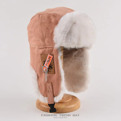 Pălărie Bomber Bărbați Femei Pălărie groasă și caldă rusă Ushanka Pălărie de blană Moda bărbați Femei Pălărie de iarnă Negru Gri Șapcă rusească de schi