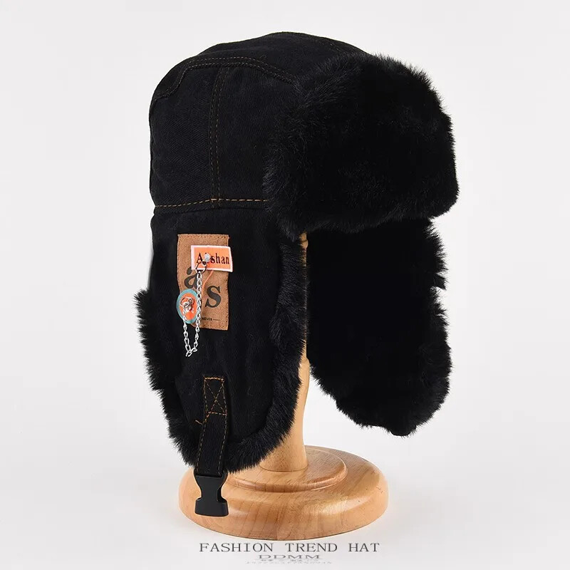 Pălărie Bomber Bărbați Femei Pălărie groasă și caldă rusă Ushanka Pălărie de blană Moda bărbați Femei Pălărie de iarnă Negru Gri Șapcă rusească de schi