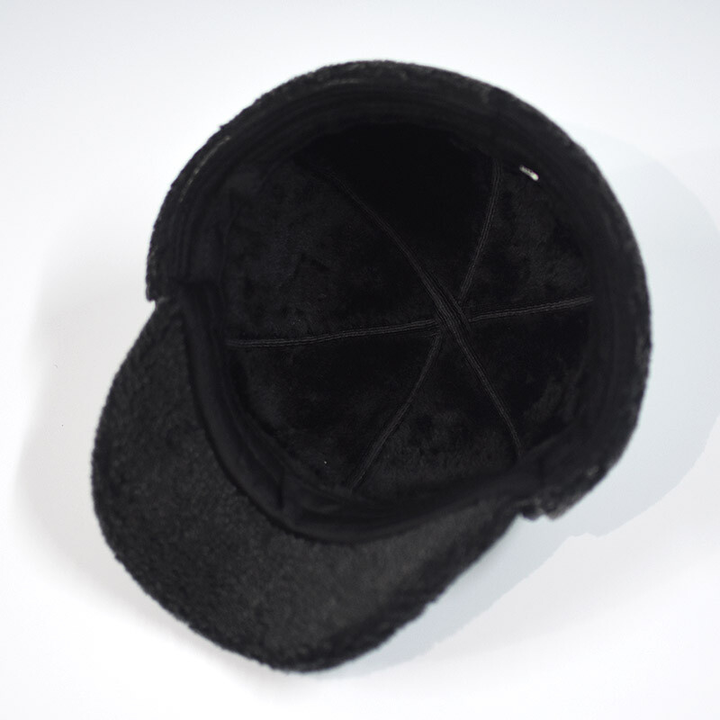 Noua pălărie de iarnă 2024, șapcă de baseball pentru bărbați, șapcă din piele artificială, călduță, de lux, din blană rusească, cu clape, șapci negre cu blană
