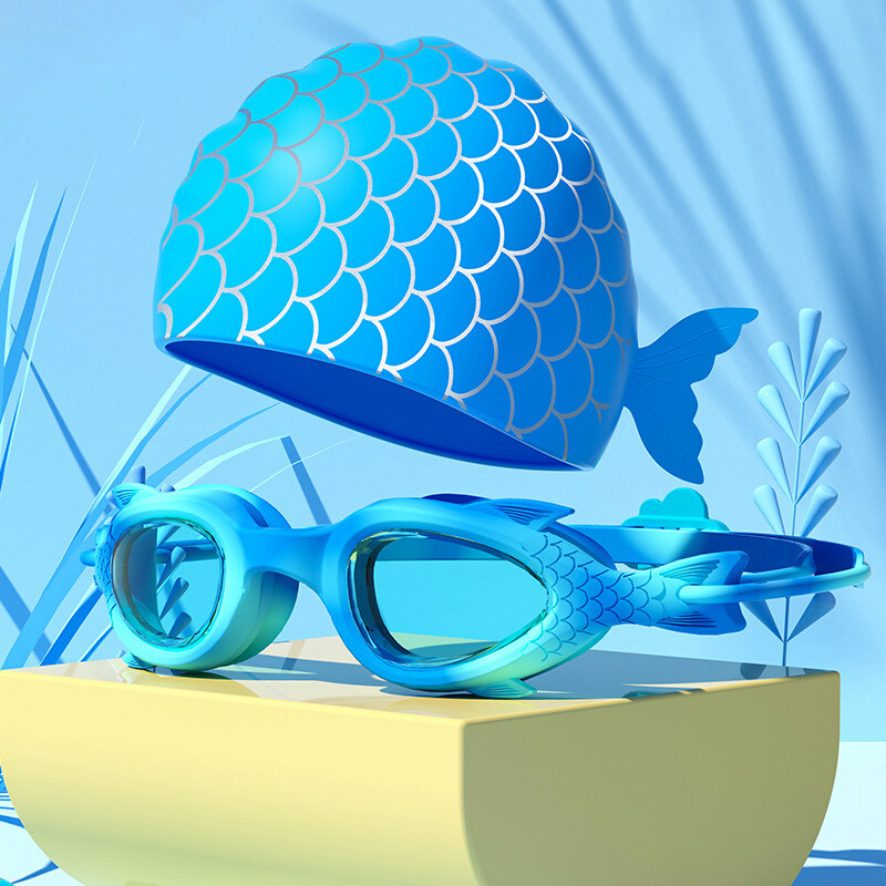 Profesionālas peldēšanas brilles bērniem HD ūdensnecaurlaidīgas pretmiglas peldēšanas brilles un silikona peldcepures peldēšanas piederumi