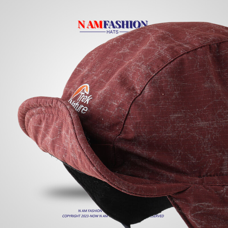 Pălărie zburătoare cu broderie coreeană, iarnă, în aer liber, pentru bărbați și femei, protecție pentru urechi, dantelă caldă, lână, căciuli de bombardier rezistente la vânt Gorras