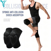 Genunchiere cu burete gros de protecție, elastică înaltă, anti-alunecare, pentru evitarea coliziunilor, genunchi pentru baschet și mai multe sporturi (1 pereche)