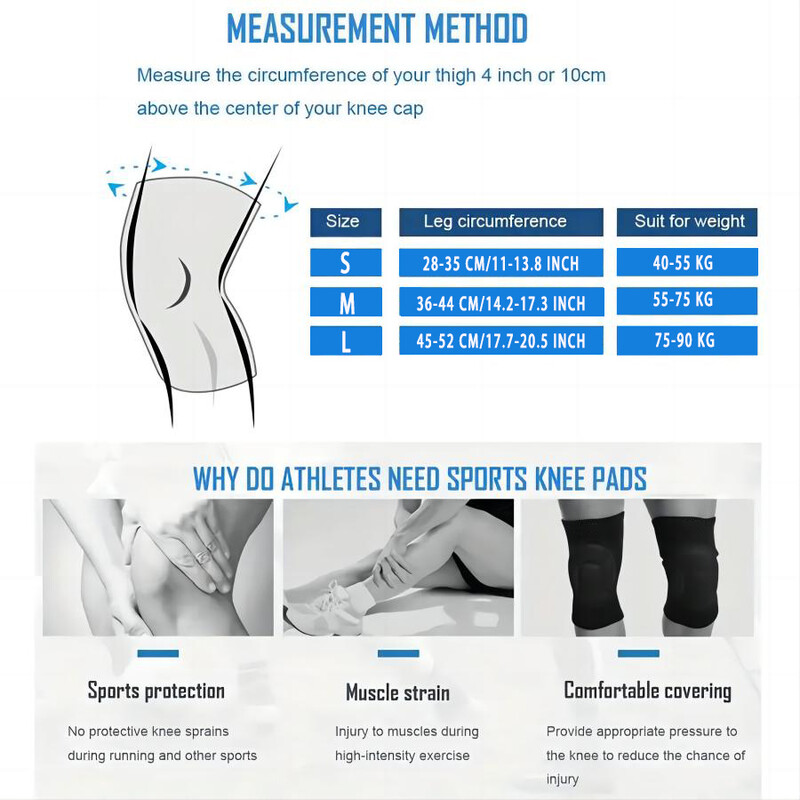 Genunchiere cu burete gros de protecție, elastică înaltă, anti-alunecare, pentru evitarea coliziunilor, genunchi pentru baschet și mai multe sporturi (1 pereche)