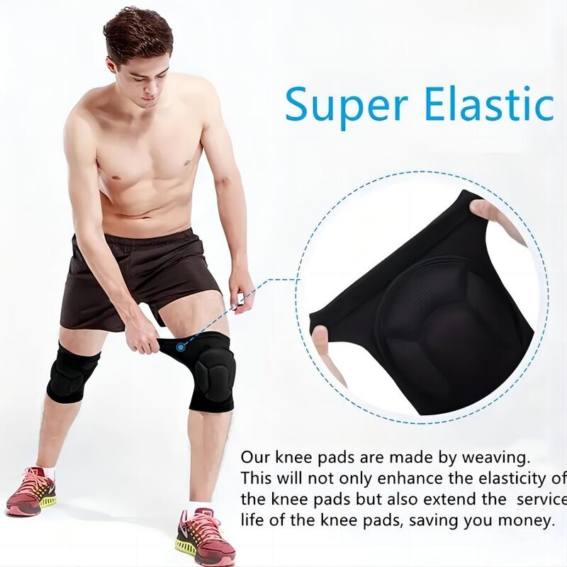 Genunchiere cu burete gros de protecție, elastică înaltă, anti-alunecare, pentru evitarea coliziunilor, genunchi pentru baschet și mai multe sporturi (1 pereche)