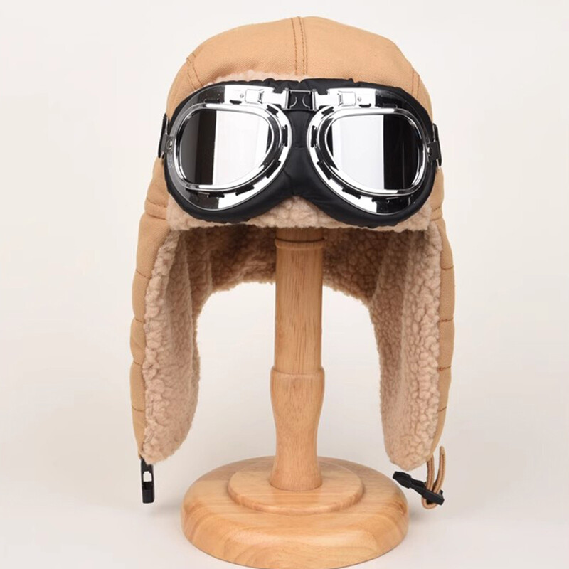 Vīriešu sieviešu bieza, silta bumbvedēja cepure ar aizsargbrillēm āra motociklam, vēja necaurlaidīga auss atloka, slēpošanas krievu cepure