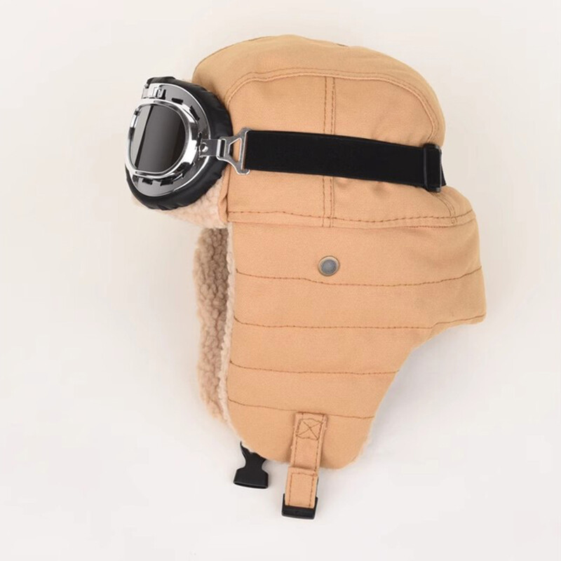 Vīriešu sieviešu bieza, silta bumbvedēja cepure ar aizsargbrillēm āra motociklam, vēja necaurlaidīga auss atloka, slēpošanas krievu cepure