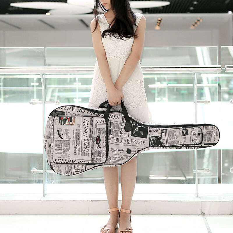 600D Oxford pânză stil ziar curele căptușite cusute Geantă de transport pentru chitară pentru chitară populară clasică acustică de 40"/41"