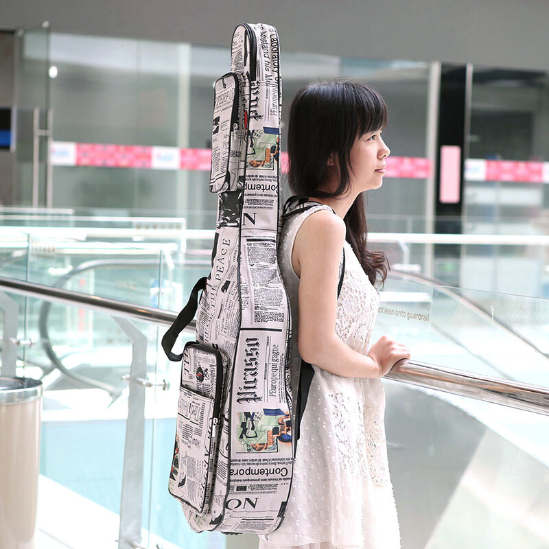 600D Oxford pânză stil ziar curele căptușite cusute Geantă de transport pentru chitară pentru chitară populară clasică acustică de 40"/41"