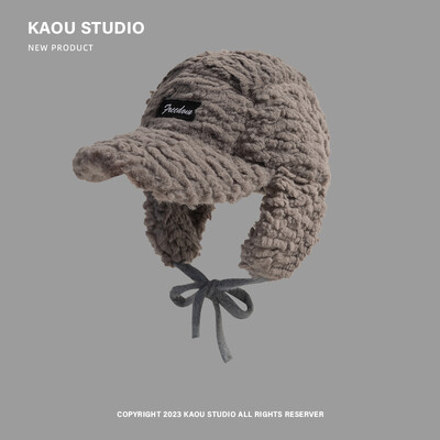 Pălărie de baseball din pluș de miel coreean pentru bărbați și femei, iarnă, călărit, protecție pentru urechi, rezistentă la vânt, îngroșată, călduroasă, bomber pălării Gorras