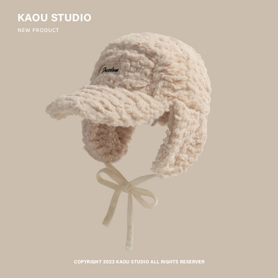 Pălărie de baseball din pluș de miel coreean pentru bărbați și femei, iarnă, călărit, protecție pentru urechi, rezistentă la vânt, îngroșată, călduroasă, bomber pălării Gorras