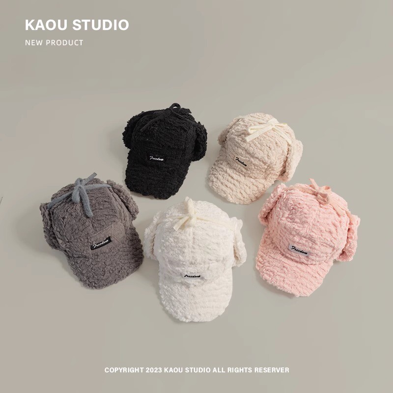 Pălărie de baseball din pluș de miel coreean pentru bărbați și femei, iarnă, călărit, protecție pentru urechi, rezistentă la vânt, îngroșată, călduroasă, bomber pălării Gorras