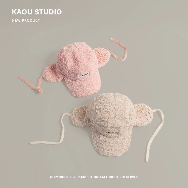 Pălărie de baseball din pluș de miel coreean pentru bărbați și femei, iarnă, călărit, protecție pentru urechi, rezistentă la vânt, îngroșată, călduroasă, bomber pălării Gorras