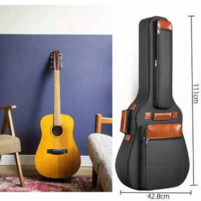 Geantă pentru chitară acustică, îngroșată, impermeabilă, Oxford, nailon, curele duble, husă căptușită din bumbac, rucsac pentru chitară