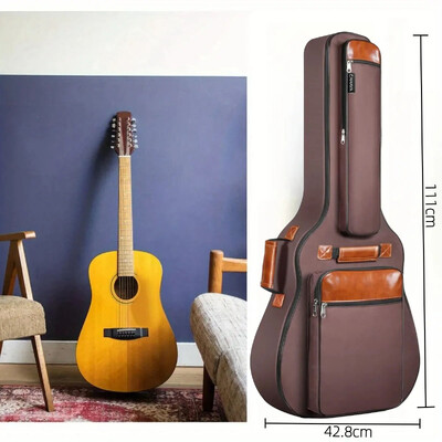 Geantă pentru chitară acustică, îngroșată, impermeabilă, Oxford, nailon, curele duble, husă căptușită din bumbac, rucsac pentru chitară