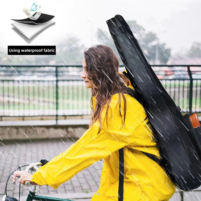 Geantă pentru chitară acustică, îngroșată, impermeabilă, Oxford, nailon, curele duble, husă căptușită din bumbac, rucsac pentru chitară