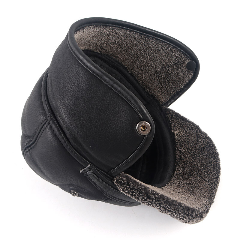 Pălărie de iarnă pentru bărbați, Ushanka, în aer liber, 2024, menține căldură, din piele PU, cu blană artificială, șapcă de baseball, pălărie rusă de bombardier, șapci negre pentru zăpadă.