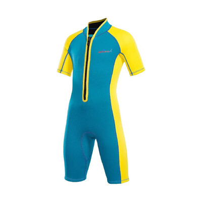 Costum de baie pentru copii de 2 mm de iarnă, groasă, rezistentă la frig și cald, pentru fete și băieți, costum de baie izolat, dintr-o singură bucată, cu mânecă lungă.