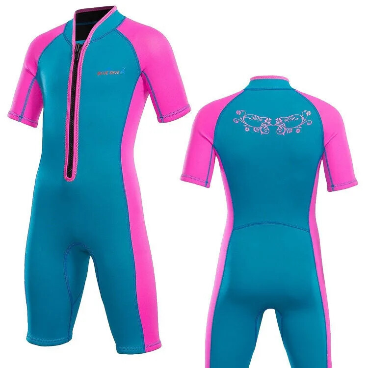 Costum de baie pentru copii de 2 mm de iarnă, groasă, rezistentă la frig și cald, pentru fete și băieți, costum de baie izolat, dintr-o singură bucată, cu mânecă lungă.